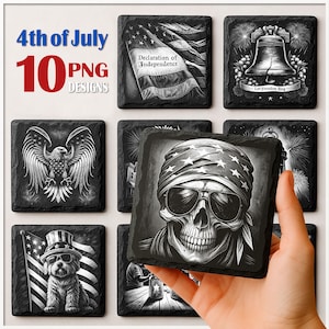 USA Flag Slate Coaster Laser Engrave Bundle: Patriotic PNG Files (Digital Download)