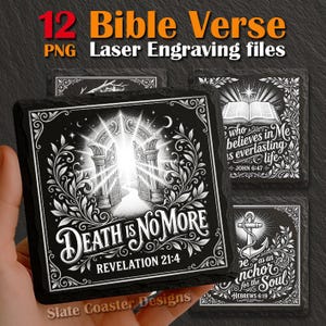 Ewiges Leben Bibel Vers PNG, 12 Osterversprechen Kunst, Johannes 3:16 Heilsschrift, christliche Untersetzergravur, Auferstehungs-Hoffnungs-Bündel