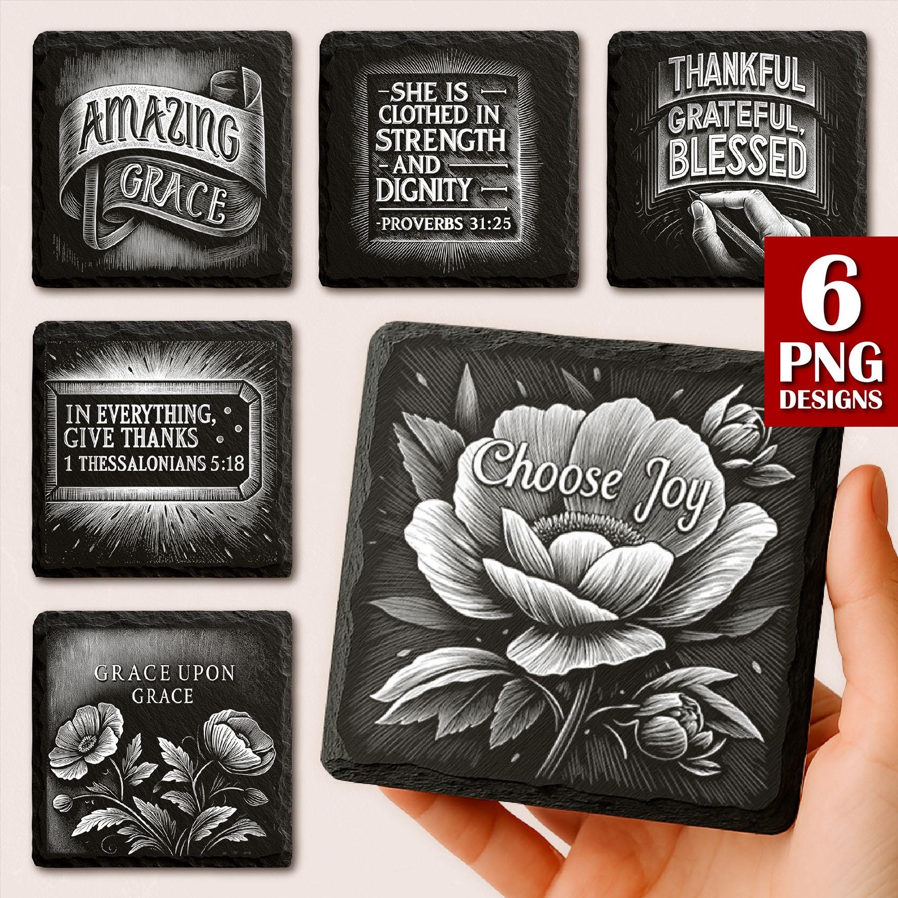 Bible Verse Engraving Laser Burn | Christian Quotes for Laser Engraving | Faith PNG for Slate Coasters | Commercial download | Glowforge