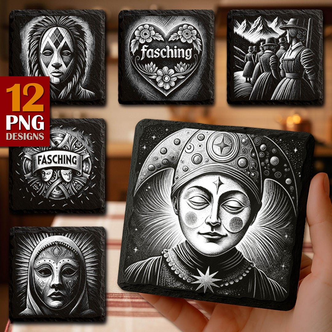 Austrian Vintage Fasching Laser Burn | Retro Carnival Engraving | Folk ...