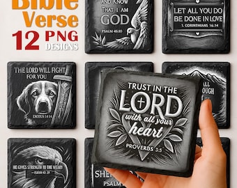 Bible Verse Engraving Laser Burn | Christian Protection Quotes for Engraving | Faith PNG for Slate Coaster | Commercial download | Glowforge