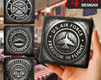 American Military Round Logo PNG Slate Laser Burn Bundle, Engrave File,Slate Coasters Files PNG for Engraving,Commercial download, Glowforge