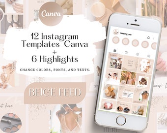 Boho Instagram Templates, beige Instagram post, beige social media, canva engagement, small business post, boho canva template, canva puzzle