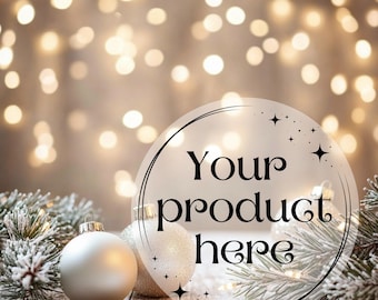 Product mockup background, White Christmas product mockup, christmas background, photography mockup, Digital Background, backdrop mockup