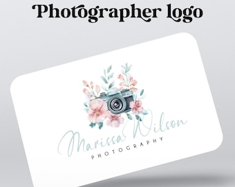 Canva Photography logo, watercolor flower logo photography, Premade Logo Design, camera logo, modern logo, logo canva, diy logo