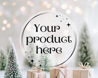 White Christmas product background, christmas background, Mockup background, photography mockup, Digital Background, backdrop mockup