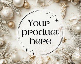 Flat Lay White Christmas product mockup,  christmas background, photography mockup, product background, Digital Background, backdrop mockup
