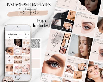 Lash tech instagram post, engagement booster instagram templates, Nude Instagram Template, beige lash artist insta, lash branding kit