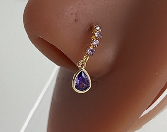 Tear drop gem nose ring, unique nose ring , nose jewellery , dainty nose ring , y2k nose ring