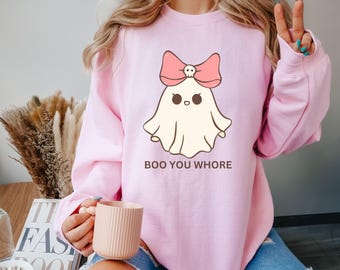 regina george shirt, regina george halloween, cute ghost Halloween Sweatshirt, pink ghost sweatshirt, Funny Halloween Sweatshirt, Pink Ghost