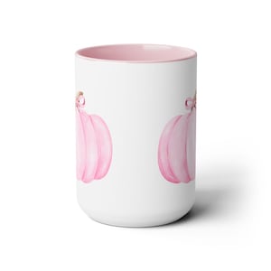 Pink Pumpkin Mug, spooky season mug, cute pumpkin mug, Pink bow mug, Pink Pumpkin coffee cup, Fall Cockette Mug, pink autumn mug, Pink Fall image 4