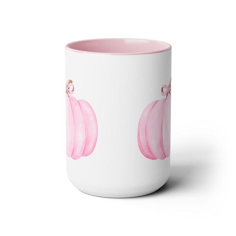Pink Pumpkin Mug, spooky season mug, cute pumpkin mug, Pink bow mug, Pink Pumpkin coffee cup, Fall Cockette Mug, pink autumn mug, Pink Fall image 4