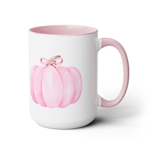 Pink Pumpkin Mug, spooky season mug, cute pumpkin mug, Pink bow mug, Pink Pumpkin coffee cup, Fall Cockette Mug, pink autumn mug, Pink Fall image 5