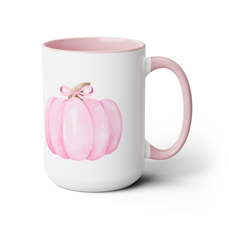 Pink Pumpkin Mug, spooky season mug, cute pumpkin mug, Pink bow mug, Pink Pumpkin coffee cup, Fall Cockette Mug, pink autumn mug, Pink Fall image 5