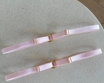set van 2 roze verstelbare dubbele ring bruiloft jarretels, bruidslingerie accessoire