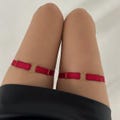 set of 2 adjustable red thigh garters, elastic leg straps plus size