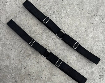 set van 2 elastische zwarte beenkousenbanden, dijharnas