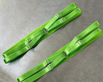 Neon green thigh garters set, adjustable leg straps for raves, dancewear outfit