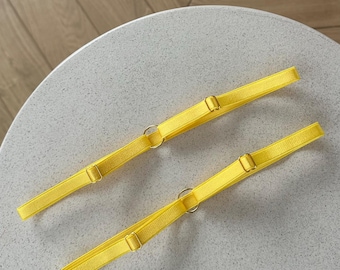 set of 2 yellow adjustable garters, yellow lingerie