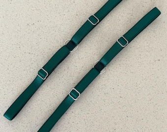 set of 2 dark emerald green leg garters, adjustable thigh straps