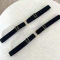 Black leg garters with double rings, minimalist lingerie thigh straps