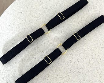Zwarte beenkousenbanden met dubbele ringen, minimalistische lingerie dijbandjes