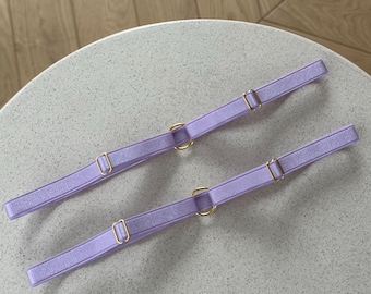 set of 2 light purple adjustable leg garters, plus size garters, lilac thigh straps