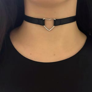 black adjustable choker with heart