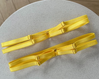 set van 2 gele verstelbare jarretels, gele lingerie