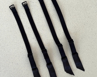 set of 4 black elastic detachable garter straps, adjustable stocking suspenders
