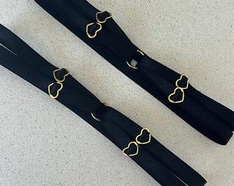 set van 2 verstelbare zwarte jarretels, rave-accessoire, elastische dijbanden, grote maat