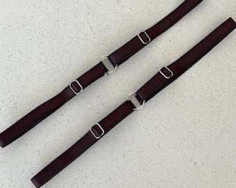set of 2 adjustable brown thigh garters with double rings, plus size leg harness
