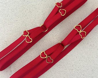 set van 2 verstelbare jarretels met rood hart, plus-size festivaldijbandjes