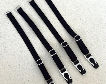 set of 4 black elastic detachable garter straps, adjustable stocking suspenders