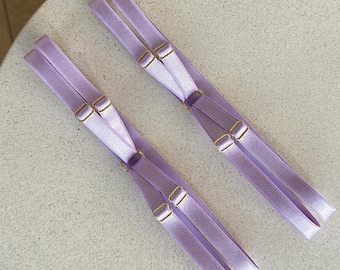 Verstelbare dijbeenkousen met lavendel, lichtpaarse lingerie, set met grote maten
