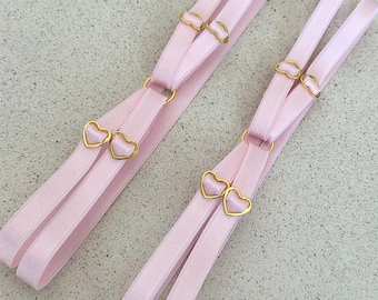 Set van 2 verstelbare roze bruiloft jarretels met hartdetails
