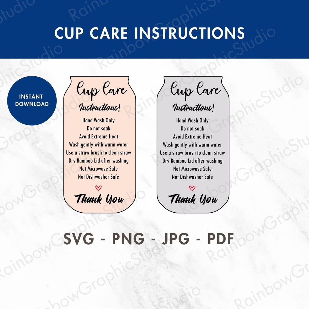 Glass Can Cup Care Printable, Glass Can Care Card, Libbey Glass Can Cup ...