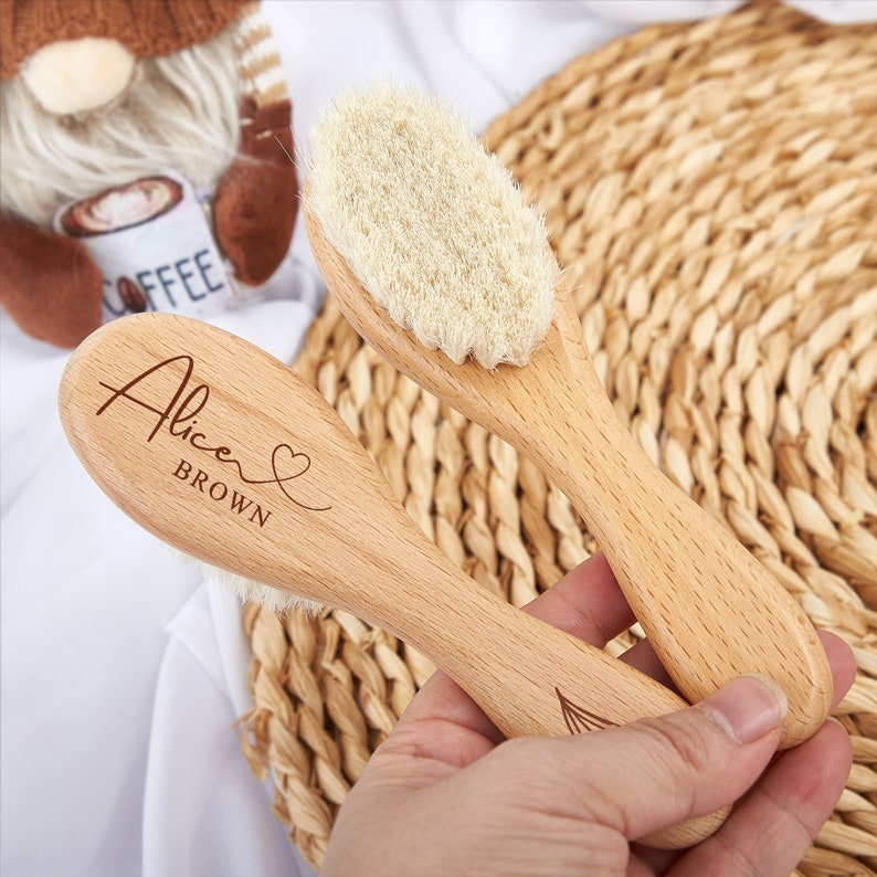 Personalised Birth Flower Baby Hair Brush,custom Engraved Baby Brush