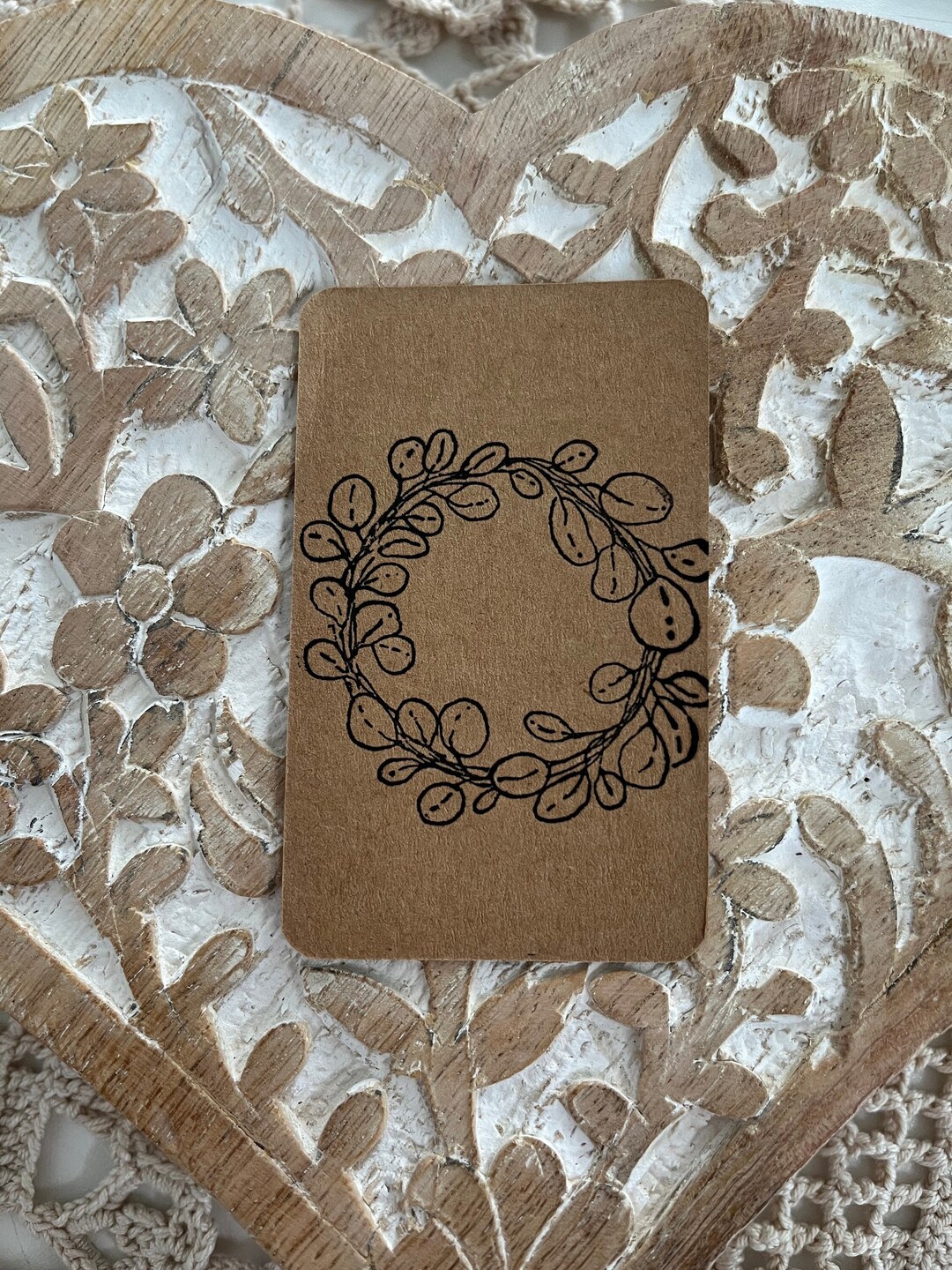 SOLSTICE, YULE, WINTER Holiday Wreath Ink Spell Card, Wreath Token Card