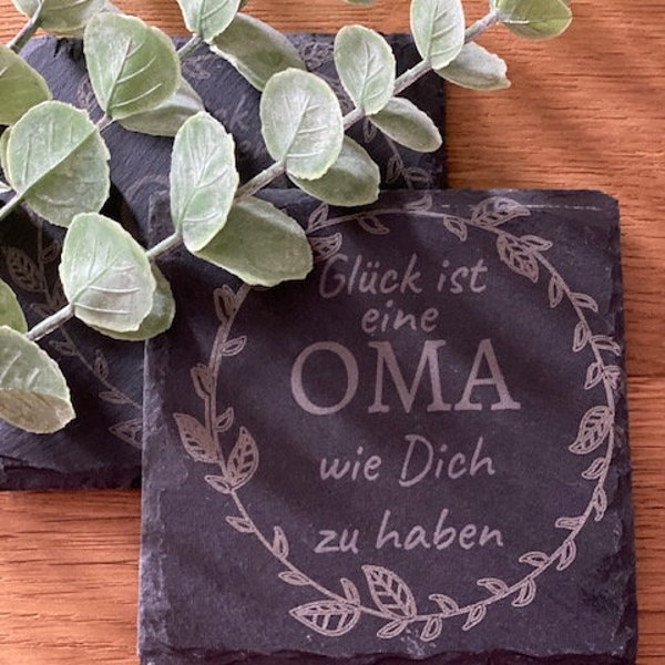 Glück ist eine Oma wie dich zu haben , Schieferuntersetzer, Glück ist einen Opa wie dich zu haben, Ostergeschenk Opa