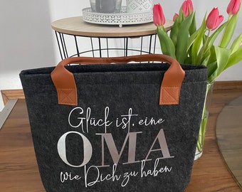 Personalisierte Filztasche , Glück ist eine Oma wie Dich zu haben, Muttertagsgeschenk