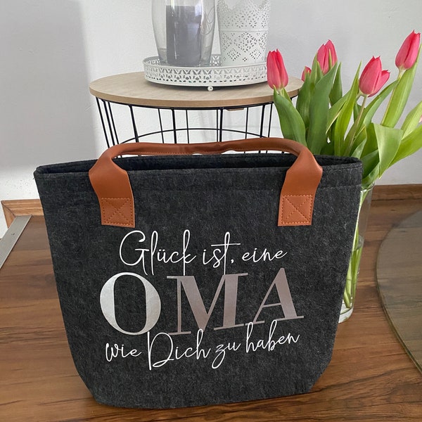 Personalisierte Filztasche , Glück ist eine Oma wie Dich zu haben, Muttertagsgeschenk