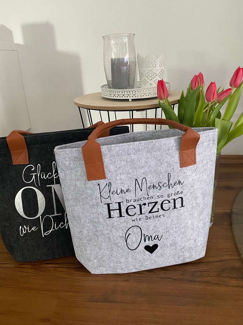 Personalisierte Filztasche , Kleine Menschen brauchen so große Herzen wie Deines ... Muttertagsgeschenk, Geschenk Erzieherin Bild 5