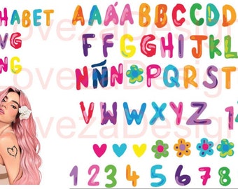 Karol G Alphabet Letters Mañana Será Bonito PNG,SVG,ZIP File, Alfabeto Letras Karol G png, Digital files download, Numbers and Symbols