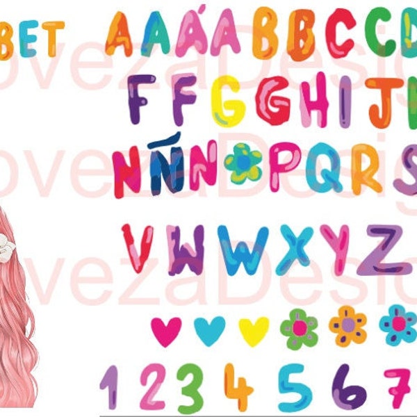 Karol G Alphabet Letters Mañana Será Bonito PNG,SVG,ZIP File, Alfabeto Letras Karol G png, Digital files download, Numbers and Symbols