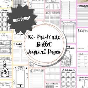 Pre-made Printable Bullet Journal, Bullet Journal Pages, Complete Pre-Made Journal Printable Bundle, Printable Planner, Digital planner