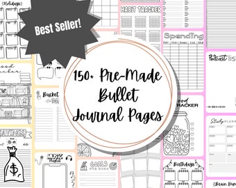 Bullet Journal imprimable préfabriqué, Pages de Bullet Journal, lot imprimable complet de journal préfabriqué, agenda imprimable, agenda numérique