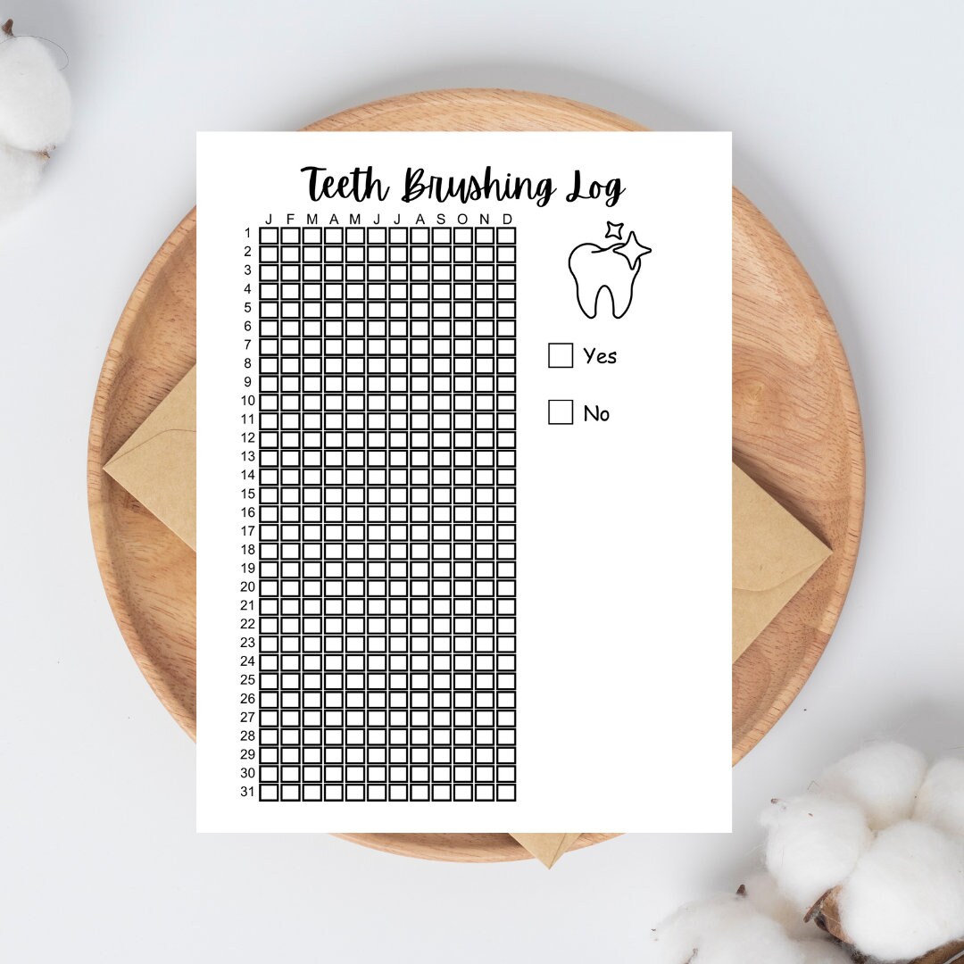 Teeth Brushing Tracker, 3 Versions, US Letter Journal Page, PRINTABLE ...