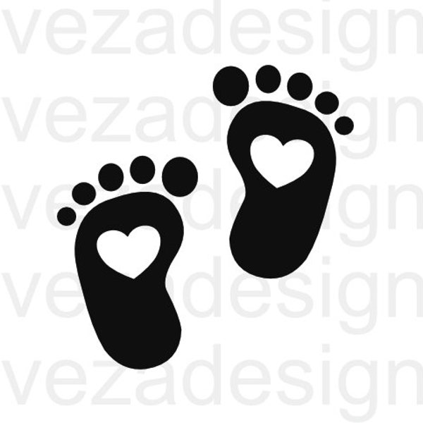 Baby Fußabdruck, Baby Füße SVG, Sofortiger Download Schwarz & Weiß SVG, PNG, JPEG digitaler Download
