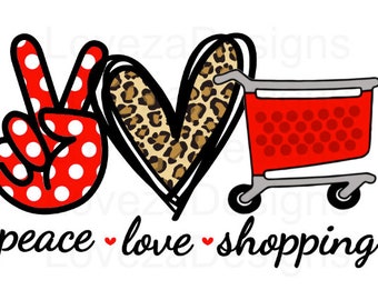 Peace, Love, Shopping Inspired, Set of 4, Shopping Cart, Bullseye PNG, instant download, Sublimation, Digital Download